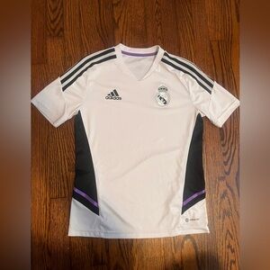 Adidas Kids Real Madrid White and Black Soccer Training Jersey